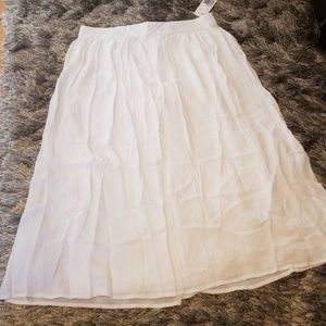 Crinkle White Midi Skirt